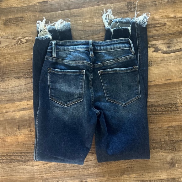 Flying Monkey Blue Ankle Cropped Jeans with Distressed Design - Picture 3 of 3